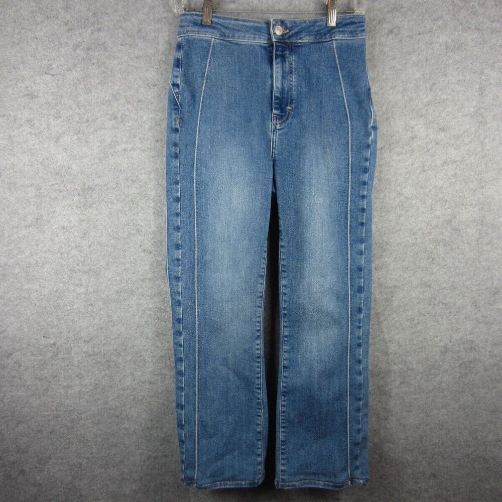 Free People Jeans Women 27 Blue We The Free Pintuck Cross My Heart Slim Straight